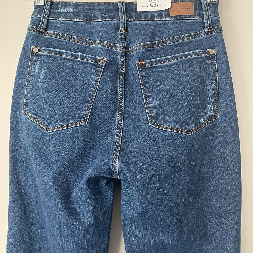 Judy Blue Flare Leg Jeans High Waist Raw Hem Tummy Control Top 27 - Picture 11 of 12